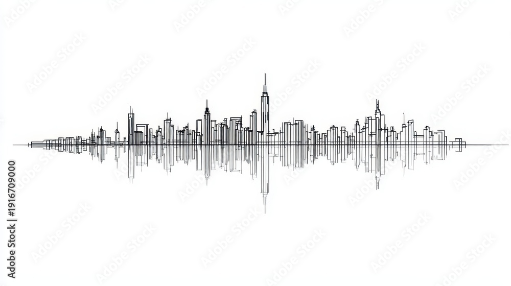 Obraz premium Monoline New York City skyline: a single continuous line illustration