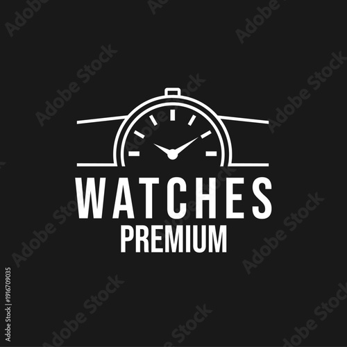 Minimalist Premium Watch Logo Design with Stylized Watch Face and Strap Icon
