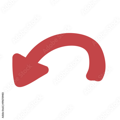 Hand Drawn Red U Turn Arrow
