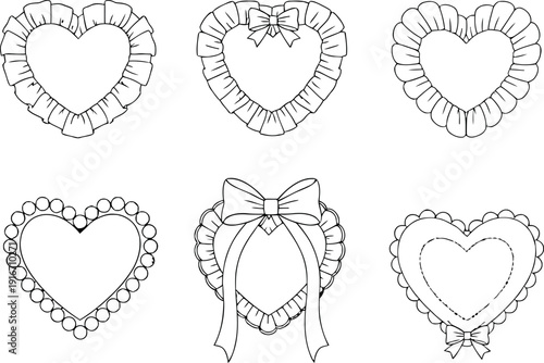 Romantic Hearts and Ruffles Vector: Hand‑Drawn Bows, Ribbons, Lace and Ornate Valentine Decoration Set