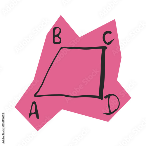 Geometric trapezoid shape with labels on paper