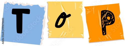 Top word on blue torn paper for statistics