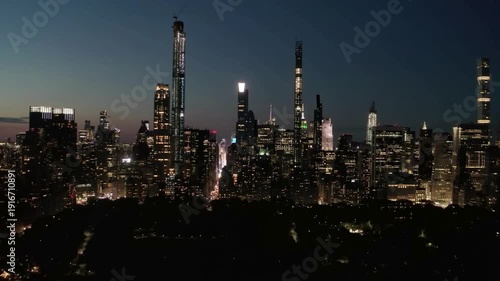 Wallpaper Mural New York City aerial view of Midtown and Lower Manhattan at night.  Torontodigital.ca