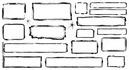 Collection of various handdrawn rectangular and oval frames