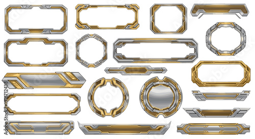 Collection of various metallic picture frames with ornate designs