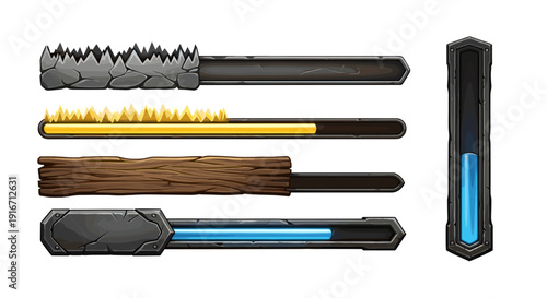 Set of five different screwdrivers with various handles and tips