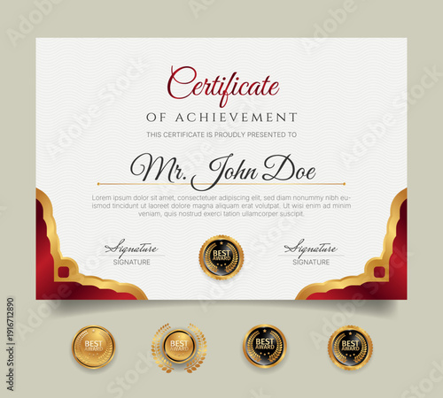 Certificate of award template with badges