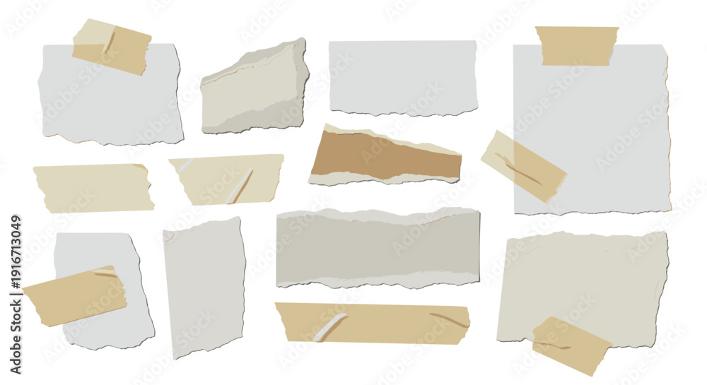 custom made wallpaper toronto digitalCollection of torn paper pieces in various shapes and colors