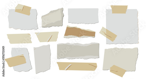 Wallpaper Mural Collection of torn paper pieces in various shapes and colors Torontodigital.ca