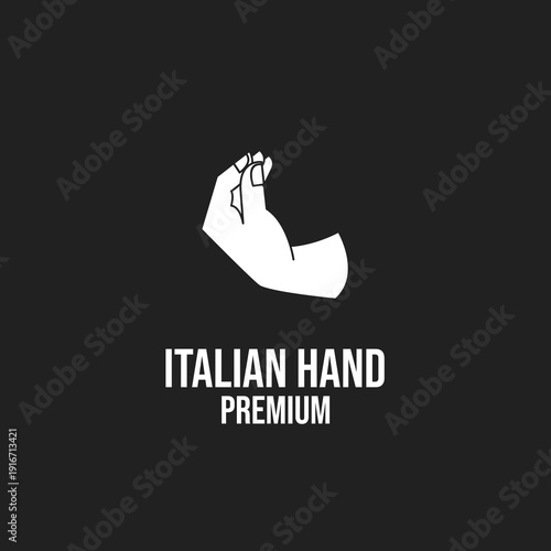 White Italian Hand Gesture Icon with Fingers Gathered Upwards on a Dark Background