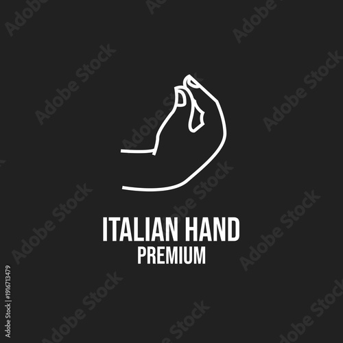 Minimalist Italian Hand Gesture Ma Che Vuoi Line Art Icon on Dark Background