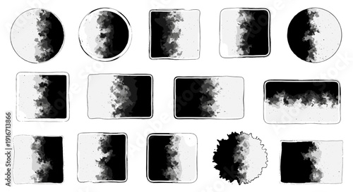 Sequence of black and white lunar phases showing moon cycle progression