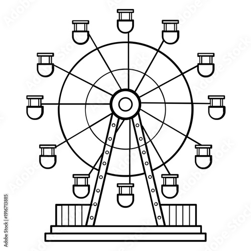 ferris wheel amusement ride concept, theme park observation wheel vector icon design,