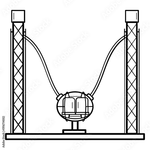 reverse bungee fairground ride concept, catapult or ejection seat vector icon design,