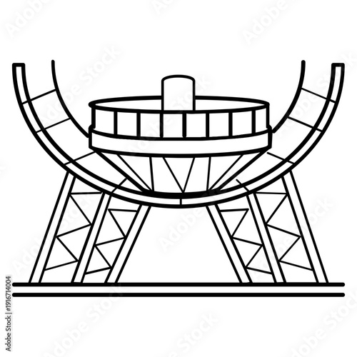 giant pendulum amusement ride concept, spinning tower attraction vector icon design