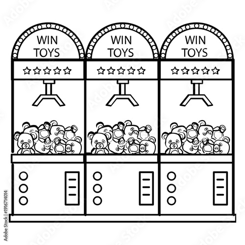 carnival claw machine arcade concept, win the toy challenge vector icon design