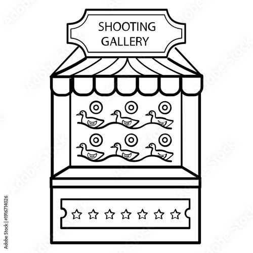 carnival shooting gallery concept, duck target arcade game vector icon design,