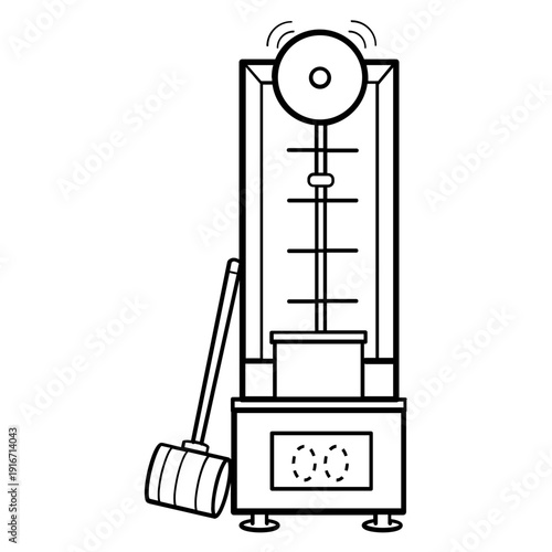 high striker strength test game concept, strong hammer carnival game vector icon design,