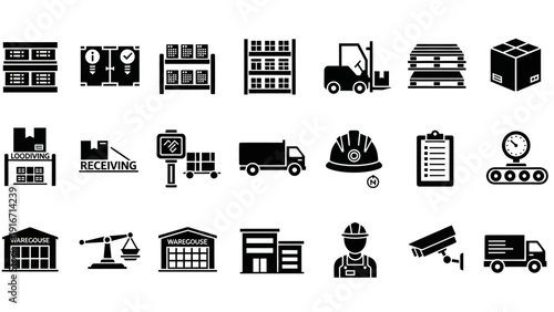 Warehouse and Logistics Icons Set.