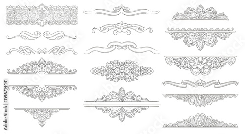 Set of vintage ornamental decorative borders and dividers