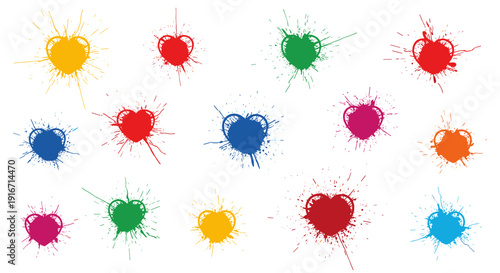 Colorful paint splashes on with vibrant hues