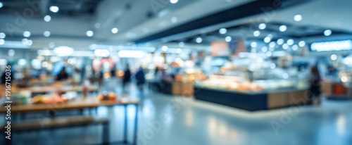 Wallpaper Mural The supermarket interior with blurred shoppers and glowing retail lights Torontodigital.ca