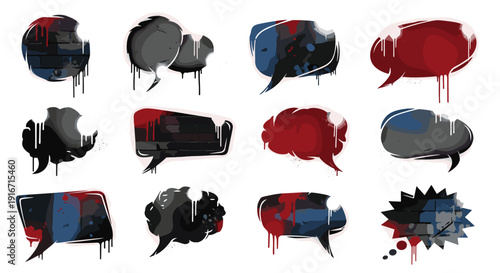 Collection of colorful speech bubbles and chat icons