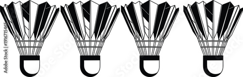 Badminton shuttlecock set isolated on white background, sports equipment vector illustration collection design
