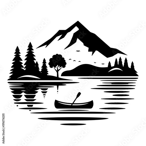 mountain landscape with boat
