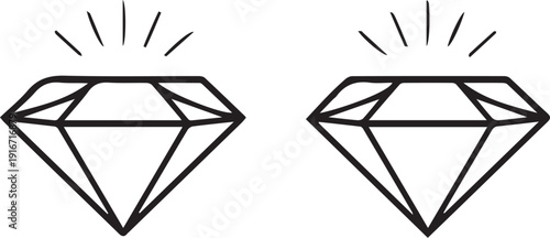 Set of shining diamond icons, luxury gemstone vector illustration, brilliant jewelry and wealth symbol