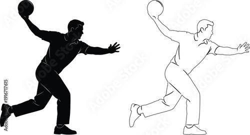 Two athletes demonstrating different techniques of throwing a ball in mid-action