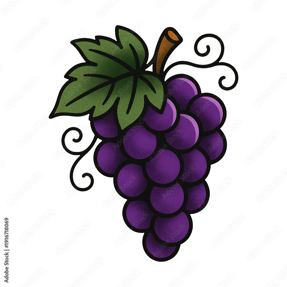 Fototapeta premium PNG Vibrant grape cluster illustration
