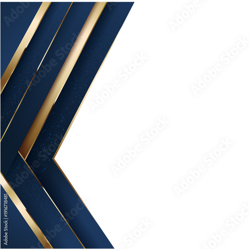 Luxury Blue Gold Glitter Geometric Corner Frame Design
