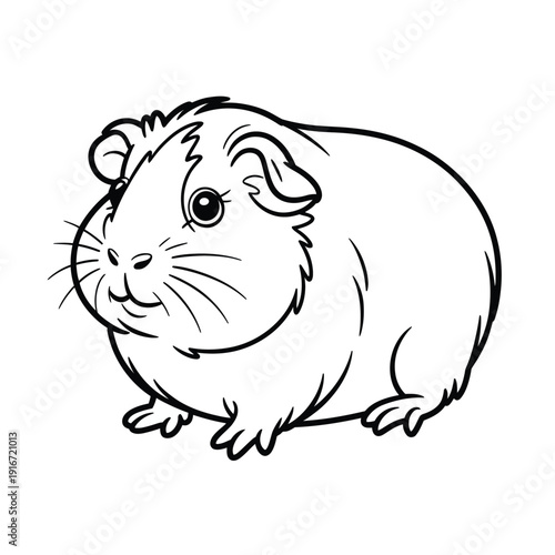 A charming illustration of a guinea pig with expressive eyes and a friendly demeanor isolated on white background, Vector, illustration