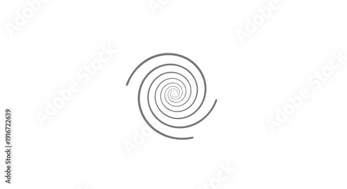 Simple Black Spiral Shape on White Background.