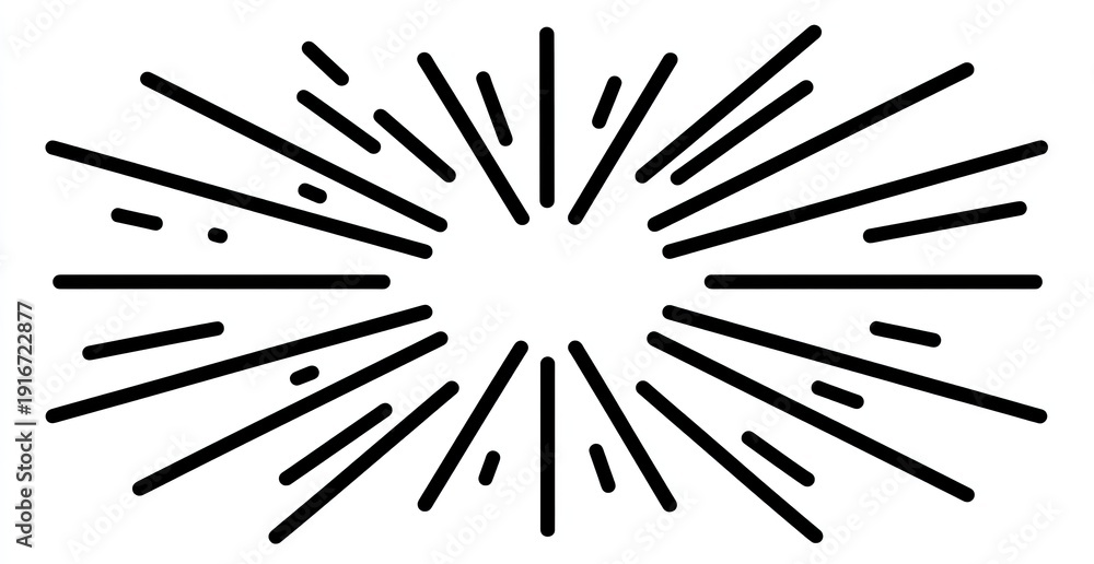 Obraz premium Black and white radial burst design with an open oval center, lines radiate outward