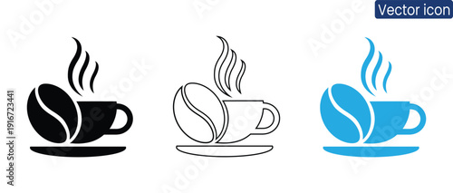 Modern set of coffee cup icons perfect for cafes, restaurants, or office use