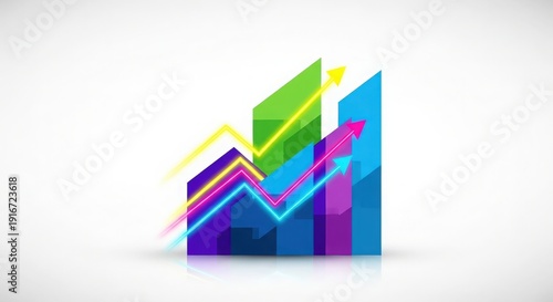 Wallpaper Mural Colorful Geometric Growth Chart with Upward Trends Torontodigital.ca