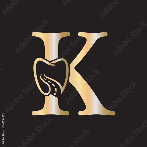 Dental Logo Combine With Letter K Vector Template