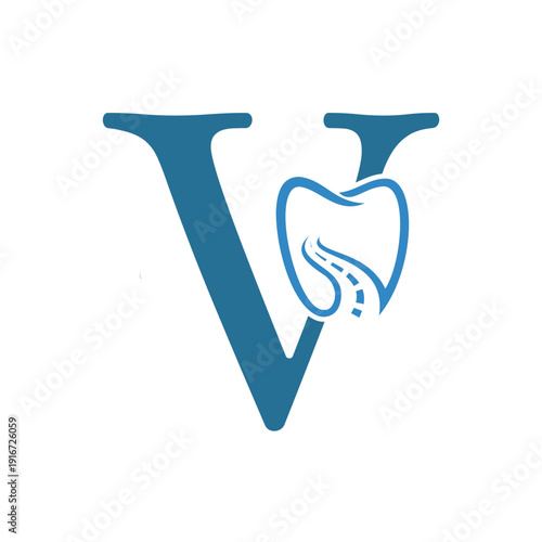  Dental Logo Combine With Letter V Vector Template