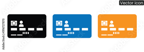 Vibrant credit card icons in black, blue, and orange, perfect for finance and banking concepts, illustrating secure payment methods and modern financial transactions