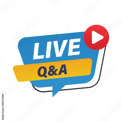interactive live q&a session badge for virtual webinar audience engagement and online expert interview broadcasting