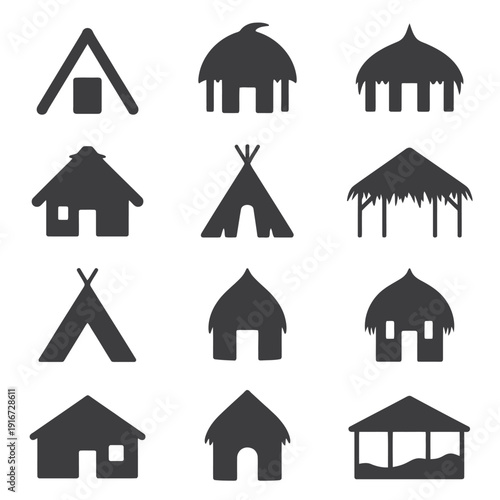 A collection of diverse house and shelter icons in a variety of styles. isolated on white background, Vector, illustration