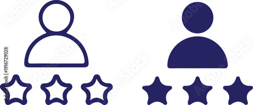 customer experience man three star bule icon set vector illustration design art