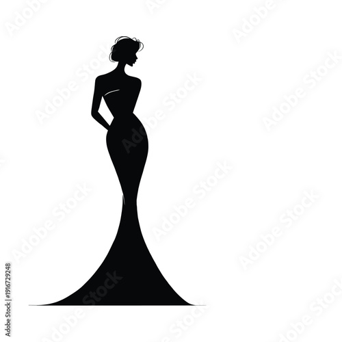 Elegant female silhouette vector logo template for luxury fashion boutique, clothing brand, couture label and upscale lifestyle branding