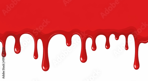 Red liquid drips down the wall in a messy splatter