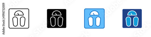 Body Weight Multiple Style Icon Design Vector - Scale with footprints representing body weight measurement, health monitoring, and fitness progress evaluation