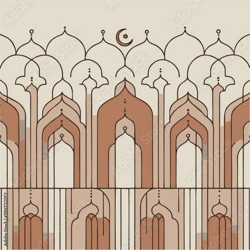 Black silhouette vector illustration of a wrought iron gate with fence in a city building design style