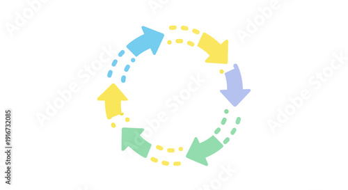 Colorful arrows form a circular pattern in an illustration