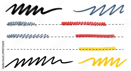 Colorful graphic illustration of various squiggly lines and strokes